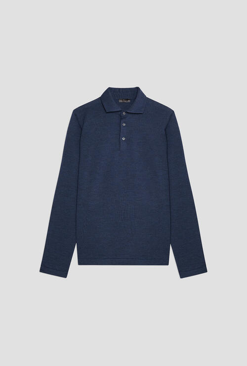 Knitted polo with shirt collar Blue